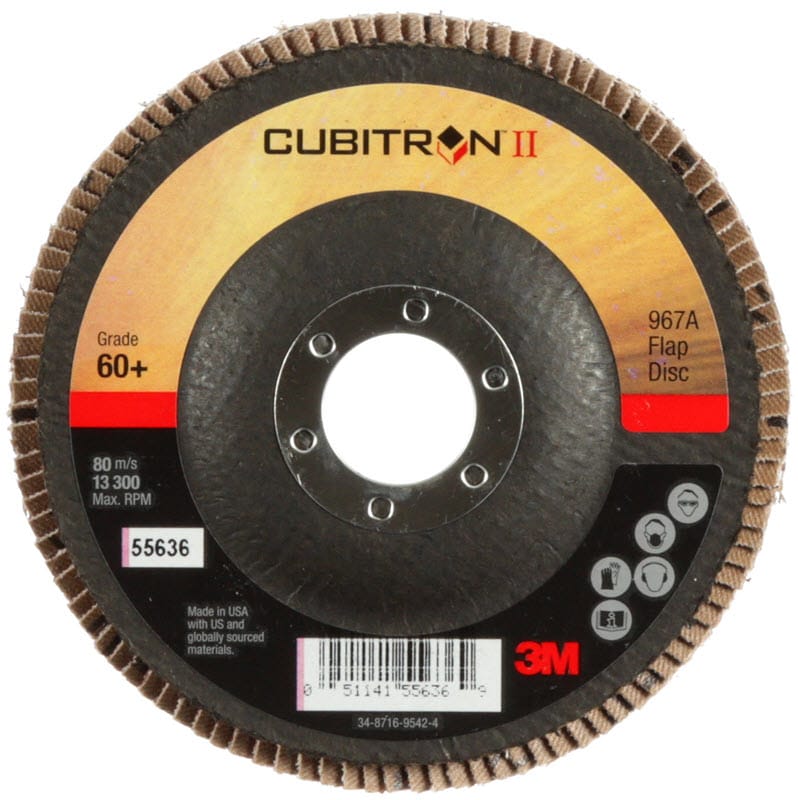 3M Abrasives 3M Cubitron II Giant Flap Disc 967A 4 1/2" Type 27 Grade 60+ 55636