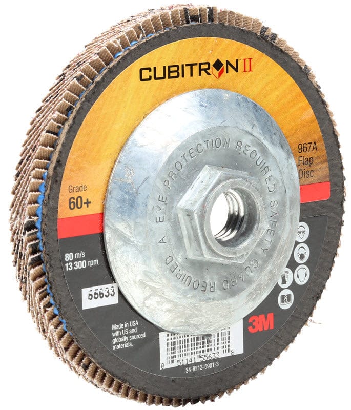 3M Abrasives 3M Cubitron II Giant Flap Disc 967A 4 1/2" Type 27 Grade 60+ with Hub 55633