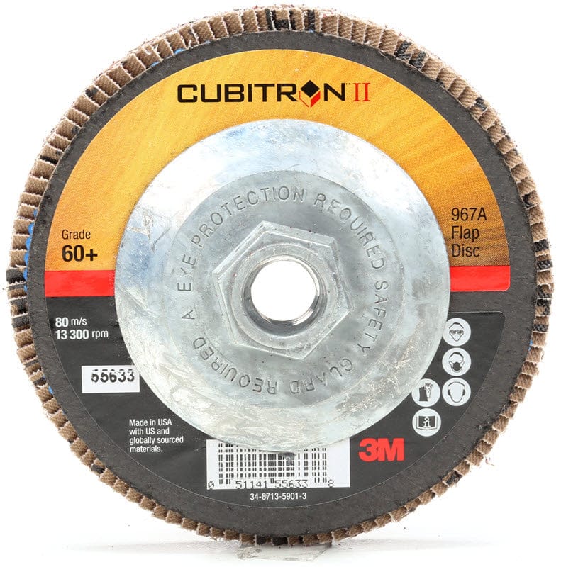 3M Cubitron II Giant Flap Disc 967A 4 1/2" Type 27 Grade 60+ with Hub 55633