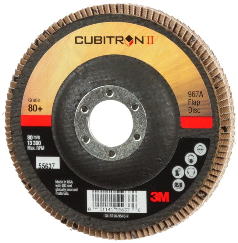 3M Abrasives 3M Cubitron II Giant Flap Disc 967A 4 1/2" Type 27 Grade 80+ 55637
