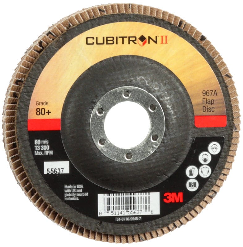 3M Abrasives 3M Cubitron II Giant Flap Disc 967A 4 1/2" Type 27 Grade 80+ 55637