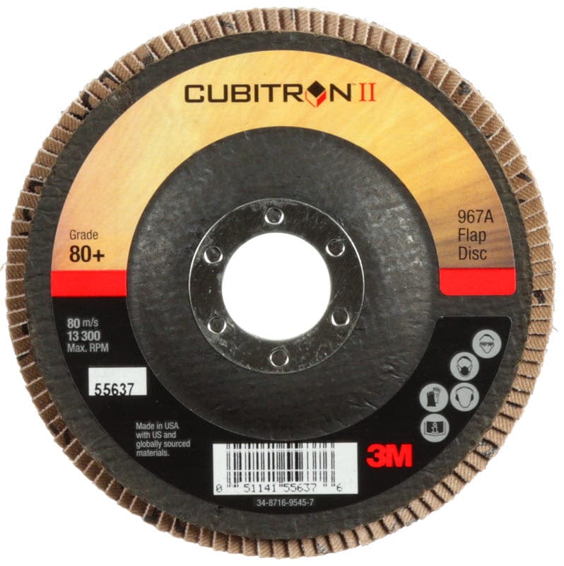 3M Abrasives 3M Cubitron II Giant Flap Disc 967A 4 1/2" Type 27 Grade 80+ 55637