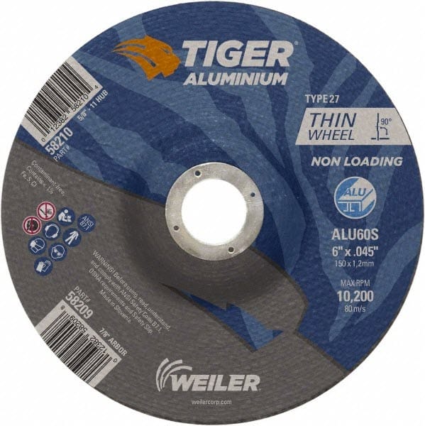 Weiler Tiger Aluminum Cutting Wheel - 6" X .045" Type 27 58209