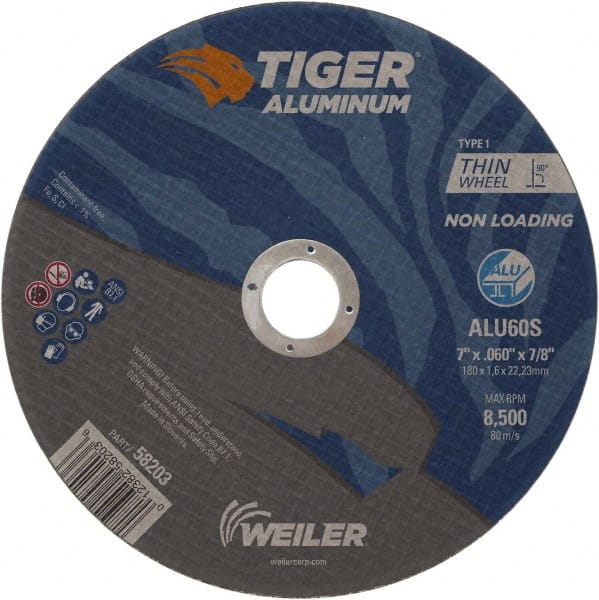 Weiler Tiger Aluminum Cutting Wheel - 7" X .060" Type 1 58203
