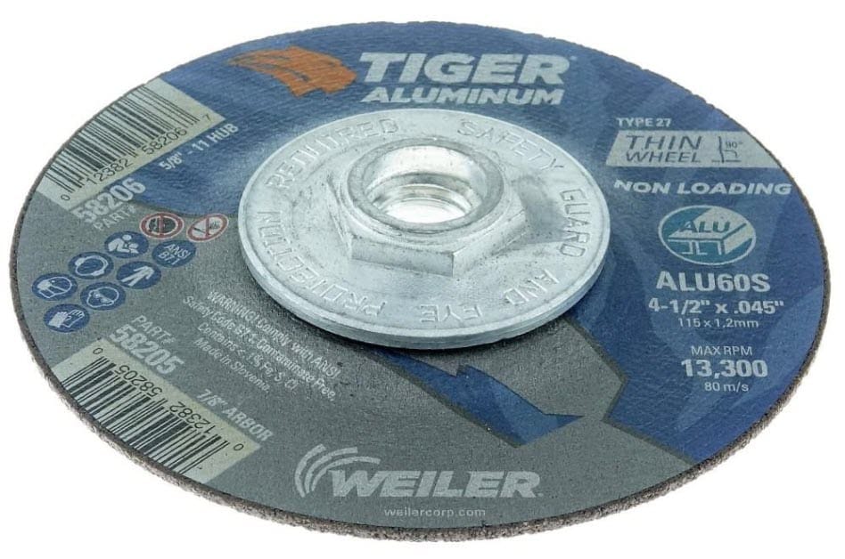 Weiler Abrasives Weiler Tiger Aluminum Cutting Wheel w/Hub- 4 1/2"X.045" Type 27 58206