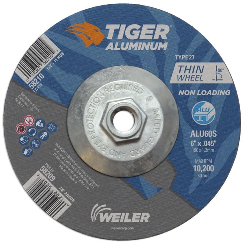 Weiler Abrasives Weiler Tiger Aluminum Cutting Wheel w/Hub - 6" X .045" Type 27 58210