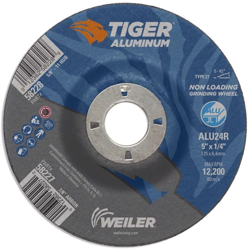 Weiler Abrasives Weiler Tiger Aluminum Grinding Wheel - 5" X 1/4" Type 27 58227