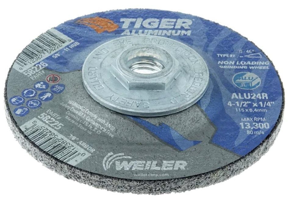 Weiler Abrasives Weiler Tiger Aluminum Grinding Wheel w/Hub - 4 1/2" X 1/4" Type 27 58226