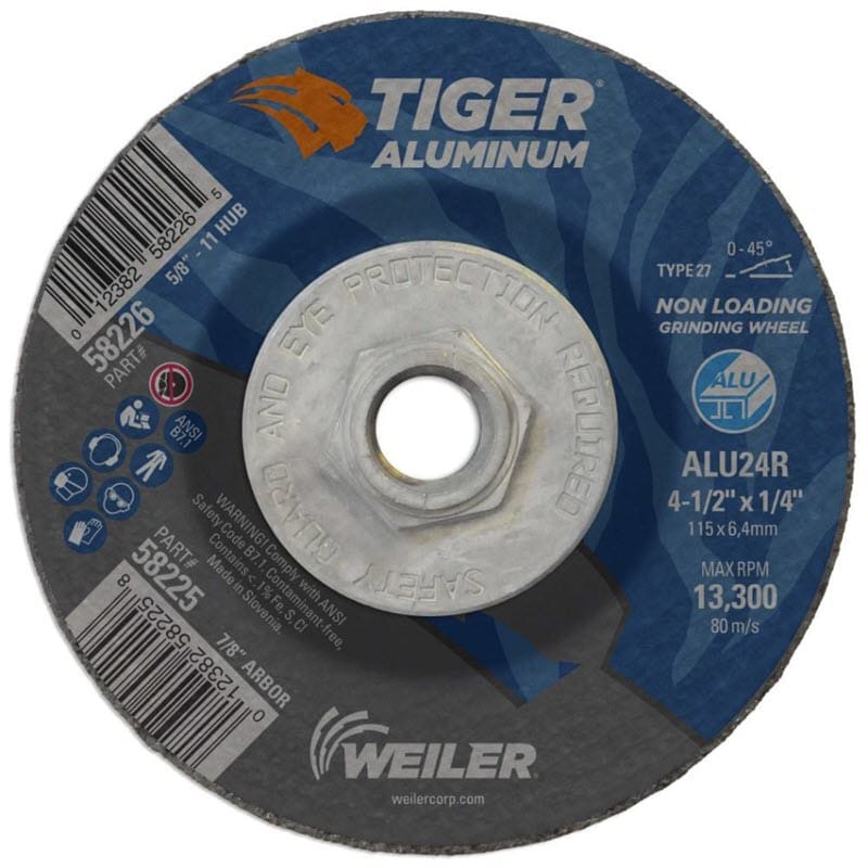 Weiler Abrasives Weiler Tiger Aluminum Grinding Wheel w/Hub - 4 1/2" X 1/4" Type 27 58226