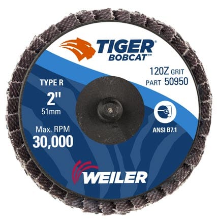 Weiler Abrasives Weiler Tiger Bobcat Mini Flap Disc - 2" Type 29 R Mount 12 Grit 50950