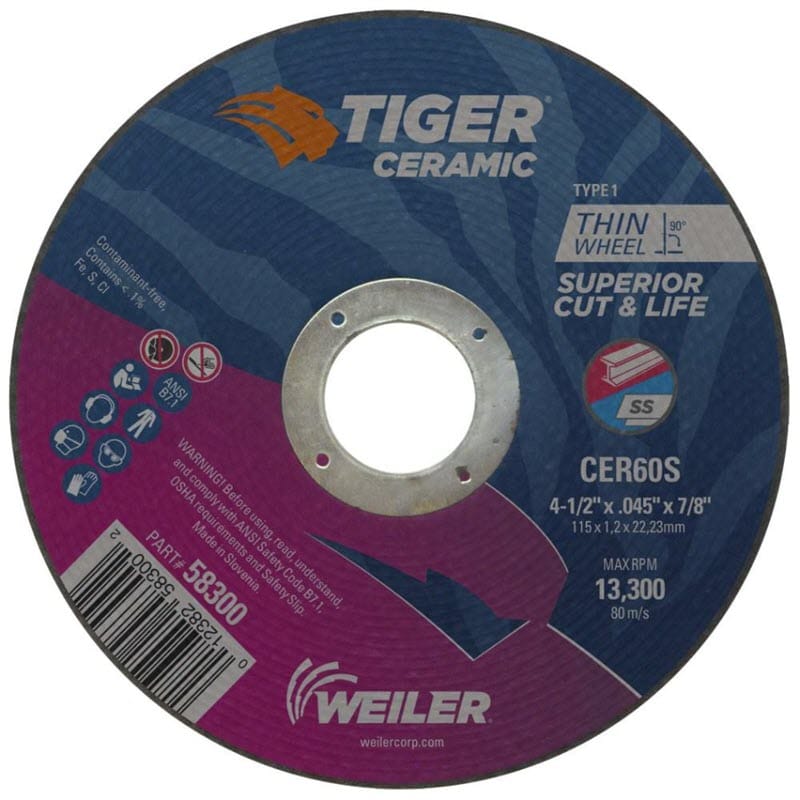Weiler Abrasives Weiler Tiger Ceramic Cutting Wheel - 4 1/2" X .045" Type 1 58300