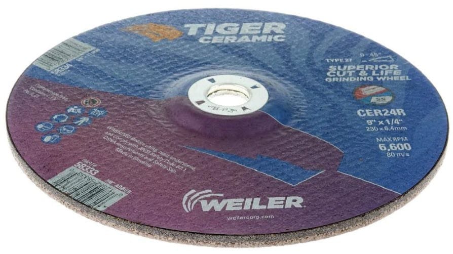 Weiler Abrasives Weiler Tiger Ceramic Grinding Wheel - 9" X 1/4" Type 27 58333