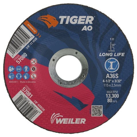 Weiler Abrasives Weiler Tiger Cutting Wheel - 4 1/2" X 3/32" Type 27 57081