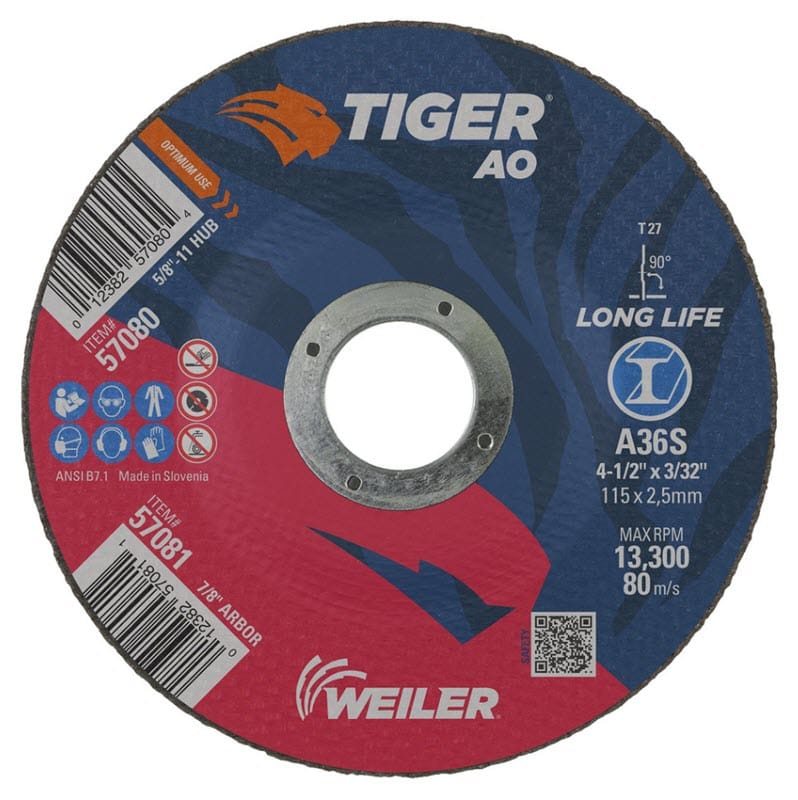 Weiler Abrasives Weiler Tiger Cutting Wheel - 4 1/2" X 3/32" Type 27 57081