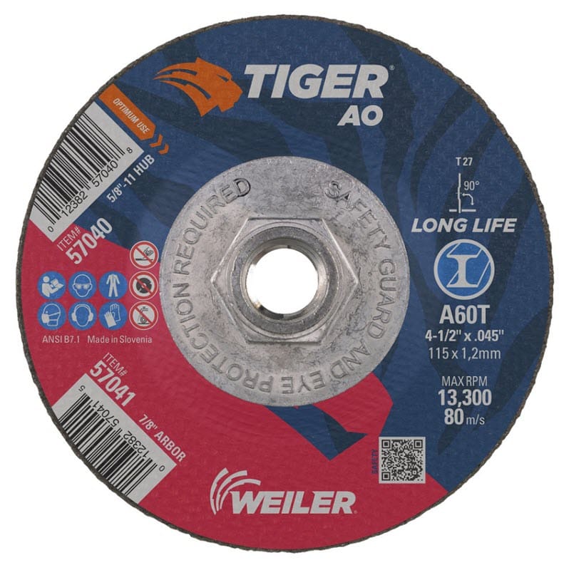 Weiler Tiger Cutting Wheel w/Hub - 4 1/2" X .045" Type 27 57040