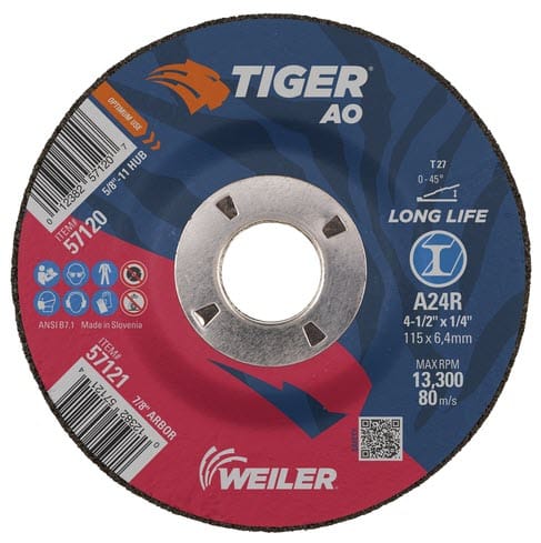 Weiler Tiger Grinding Wheel - 4 1/2" X 1/4" Type 27 57121