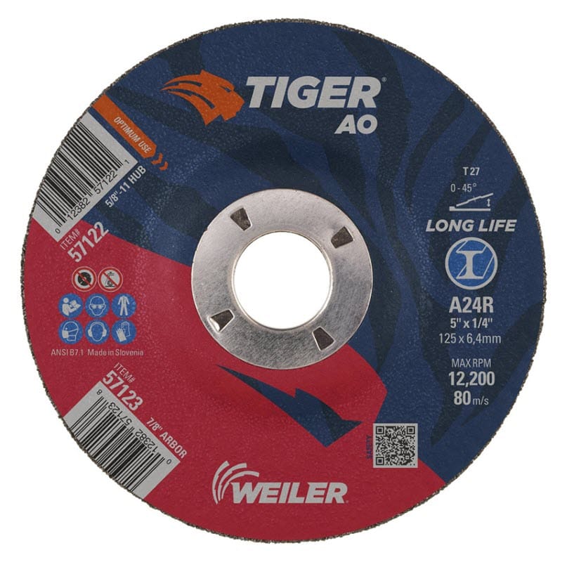 Weiler Tiger Grinding Wheel - 5" X 1/4" Type 27 57123