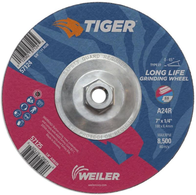 Weiler Abrasives Weiler Tiger Grinding Wheel w/Hub - 7" X 1/4" Type 27 57124