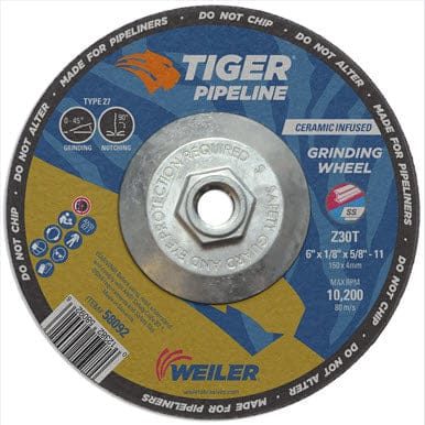 Weiler Abrasives Weiler Tiger Pipeliner Grinding Wheel - 6" X 1/8" Type 27 58092