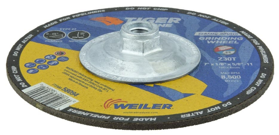 Weiler Abrasives Weiler Tiger Pipeliner Grinding Wheel - 7" X 1/8" Type 27 58094