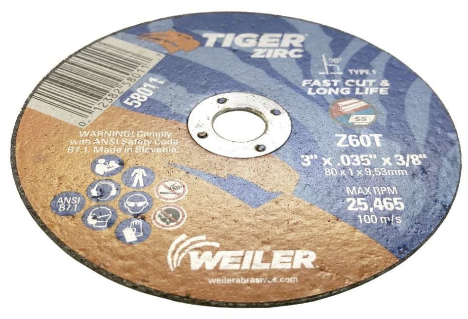 Weiler Abrasives Weiler Tiger Zirc Cutting Wheel - 3" X .035" Type 1 58011