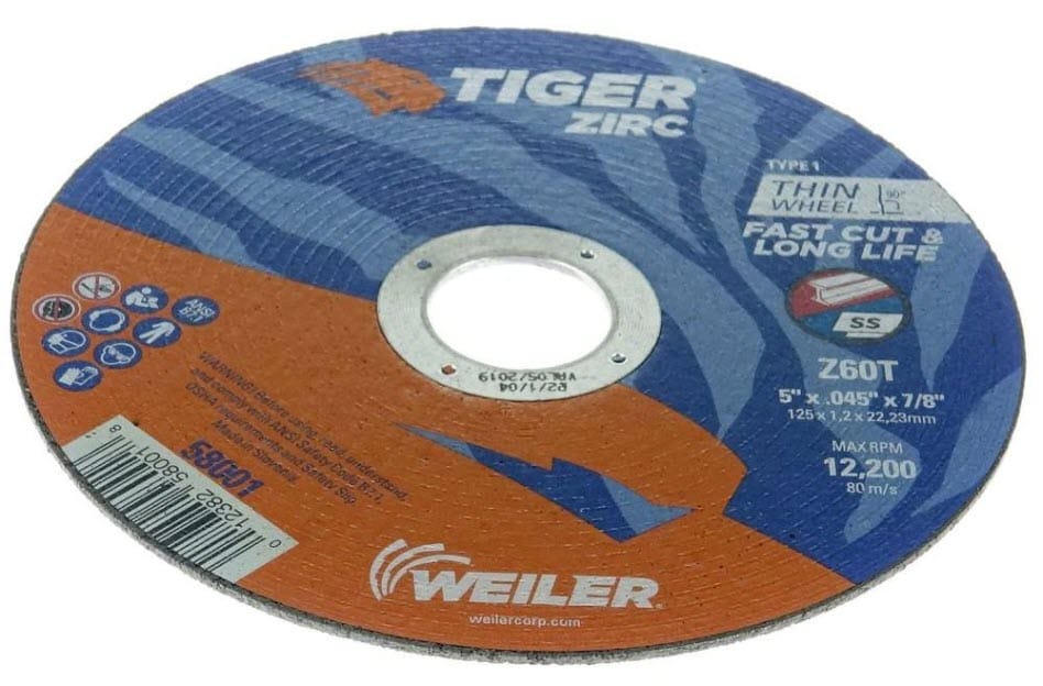 Weiler Abrasives Weiler Tiger Zirc Cutting Wheel - 5" X .045" Type 1 58001