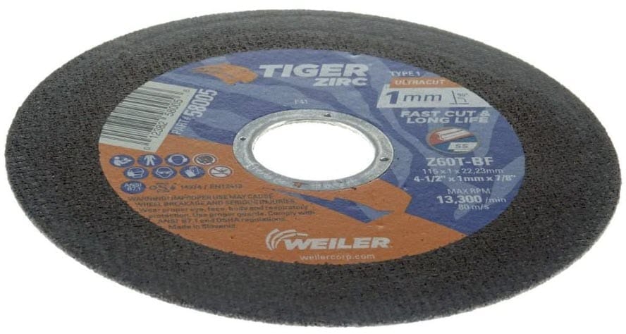 Weiler Abrasives Weiler Tiger Zirc UltraCut Cutting Wheel - 4 1/2" X 1mm Type 1 58005