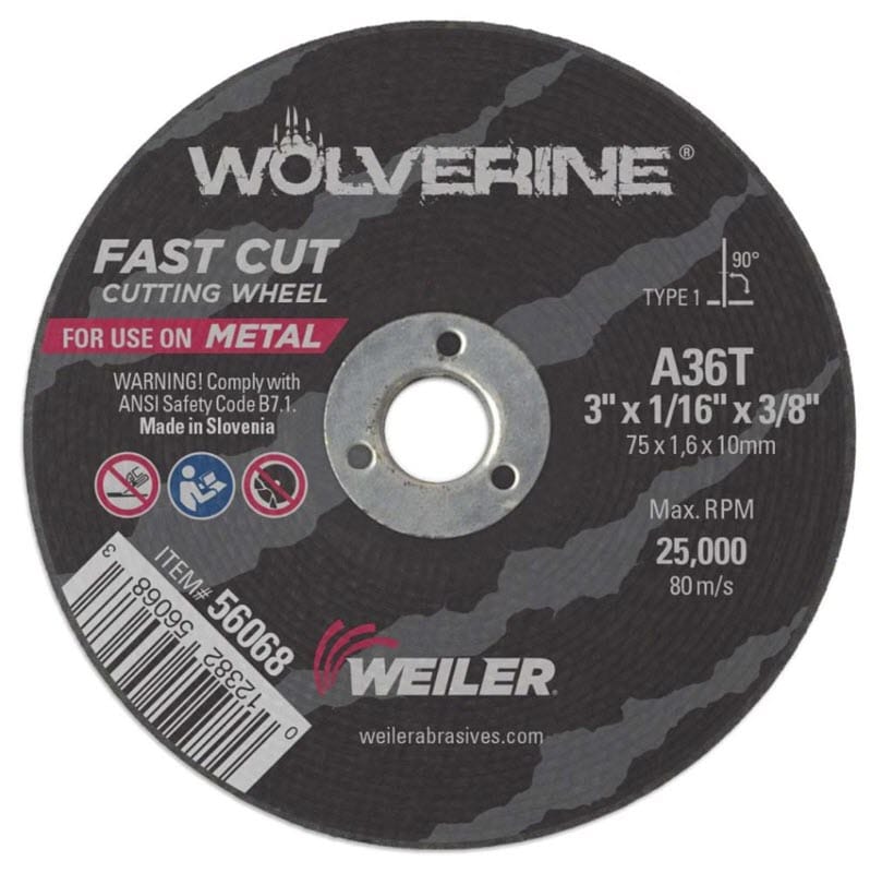 Weiler Wolverine Cutting Wheel - 3" X 1/16" Type 1 56068
