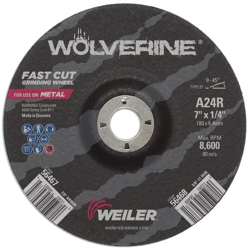 Weiler Abrasives Weiler Wolverine Grinding Wheel - 7" X 1/4" Type 27 56467