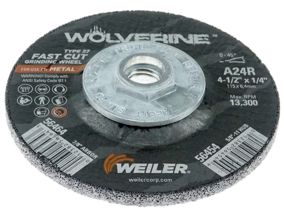 Weiler Abrasives Weiler Wolverine Grinding Wheel w/Hub - 4 1/2" X 1/4" Type 27 56454