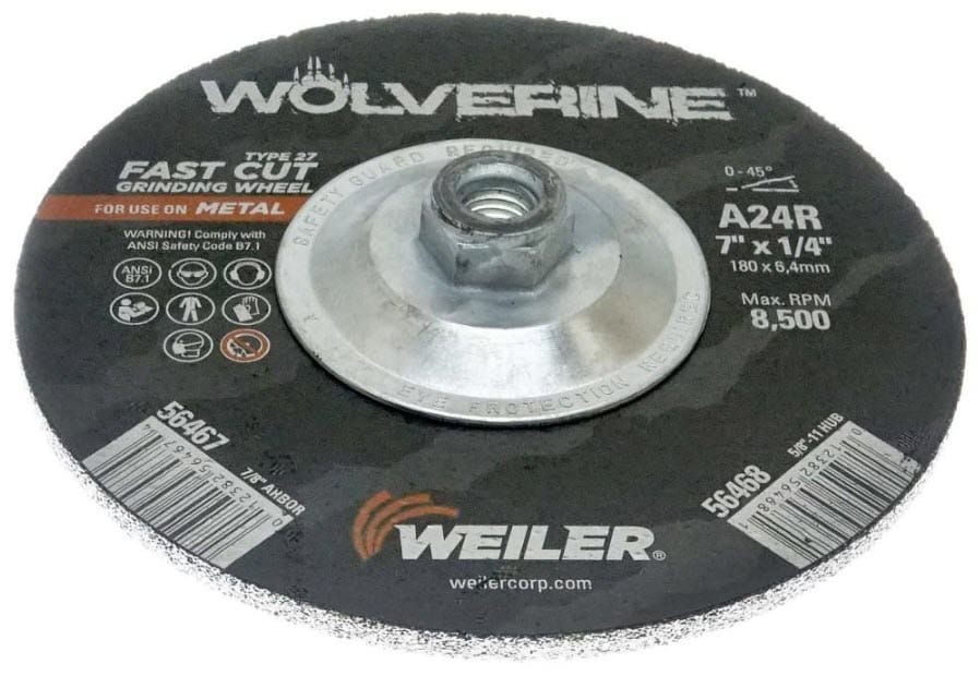 Weiler Abrasives Weiler Wolverine Grinding Wheel w/Hub - 7" X 1/4" Type 27 56468