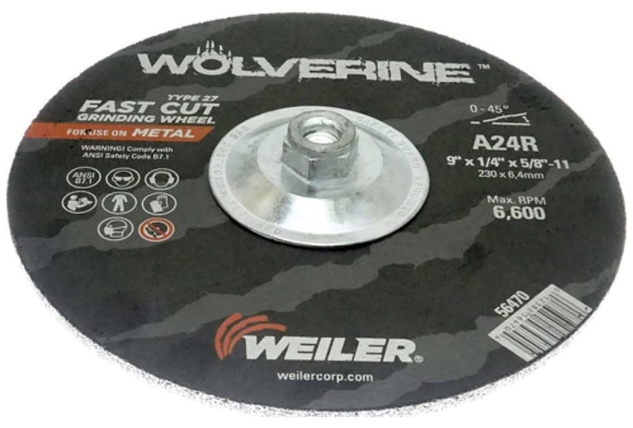 Weiler Abrasives Weiler Wolverine Grinding Wheel w/Hub - 9" X 1/4" Type 27 56470