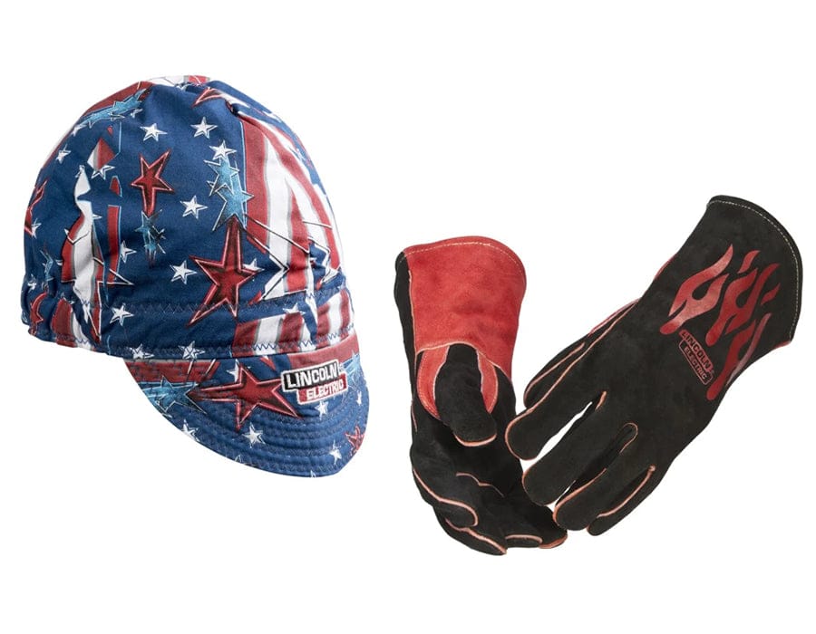 none Bundle FREE Lincoln All American Welding Cap Plus Lincoln Traditional MIG/Stick Welding Gloves