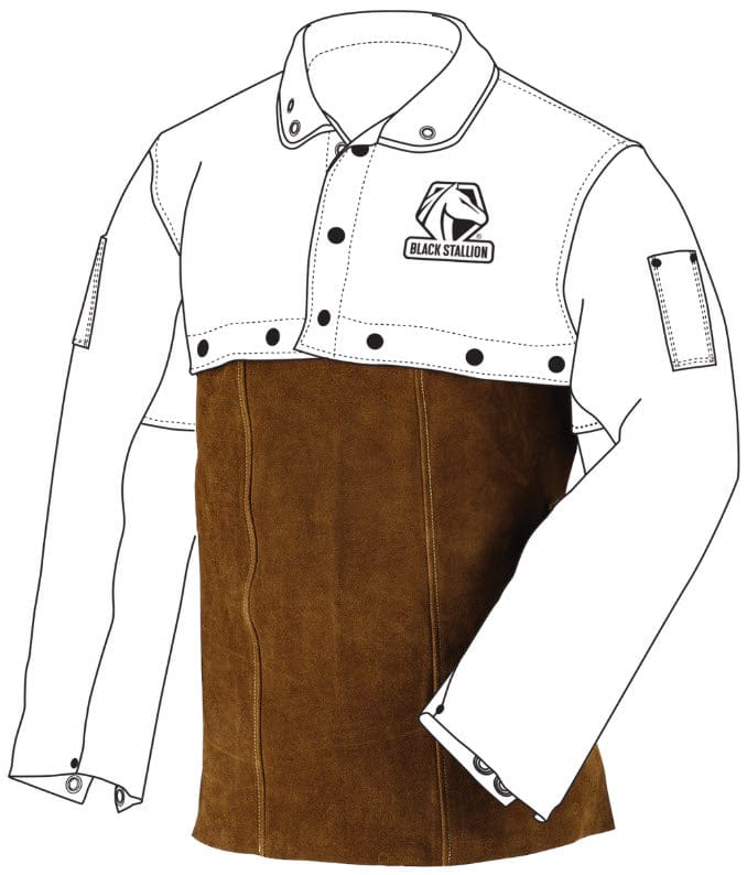 Black Stallion Revco Color Block Leather Cape Sleeves W/Bib – XL, Royal Blue/Black, Welding Jacket JL1021-BB