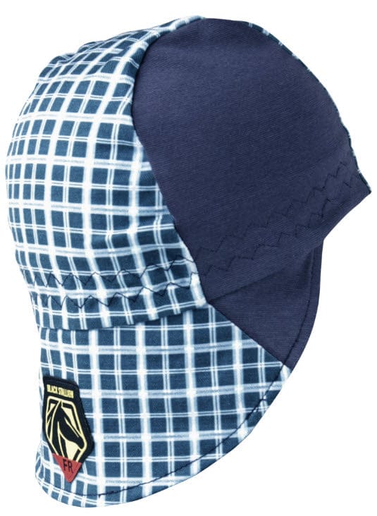 Black Stallion Clothing Black Stallion Blue Plaid Welding Cap AH1730-BL