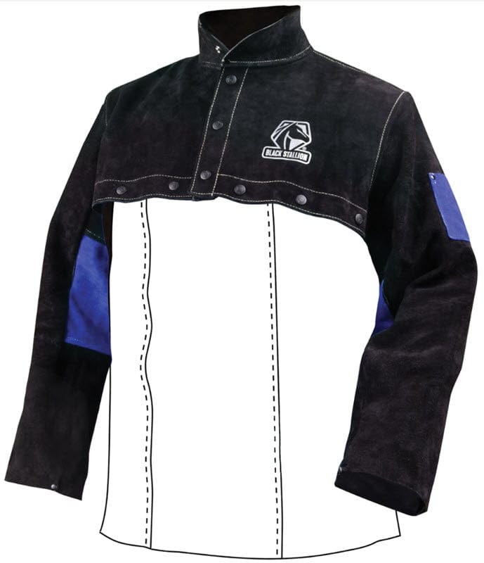 Black Stallion Clothing Black Stallion Color Block Leather Cape Sleeves - Split Cowhide JL1021-BB