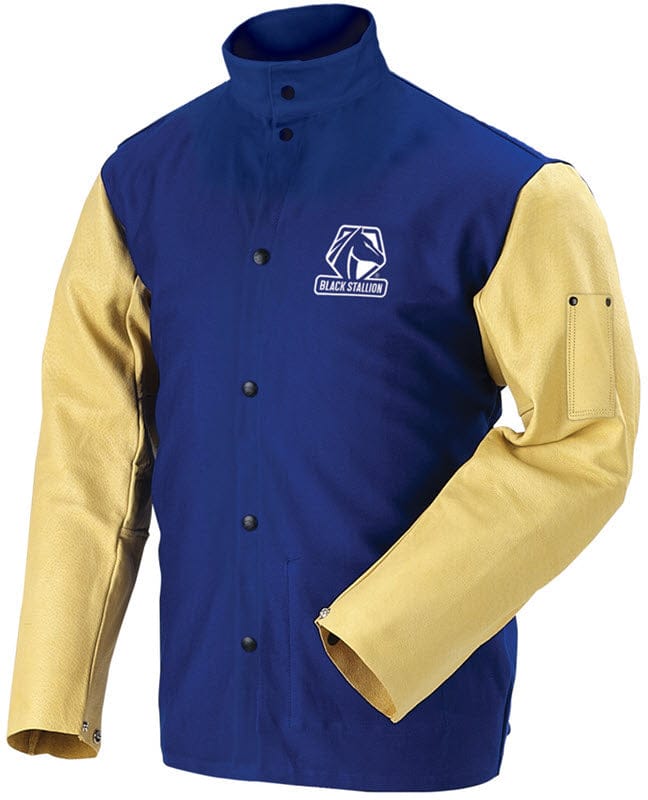 Black Stallion Clothing Black Stallion FR Cotton/Grain Pigskin Leather Hybrid Welding Jacket FRB9-30C/PS