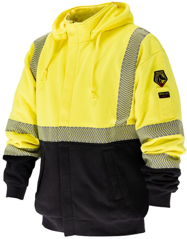 Black Stallion Clothing Black Stallion Hi-Vis Class 3 AR/FR Cotton Hooded Sweatshirt JF2045-HY