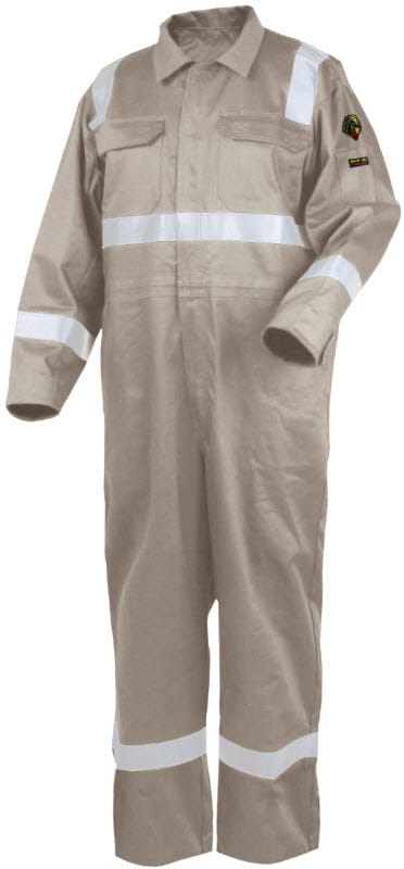 Black Stallion Clothing Black Stallion HI-VIS Deluxe FR Cotton Stone Khaki Coveralls CF2216-ST
