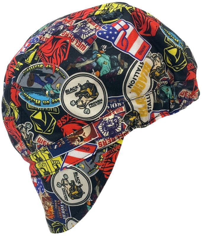 Black Stallion Clothing One Size Fits Most Black Stallion "Sticker Collage" Cotton Welding Cap BC5W-SC