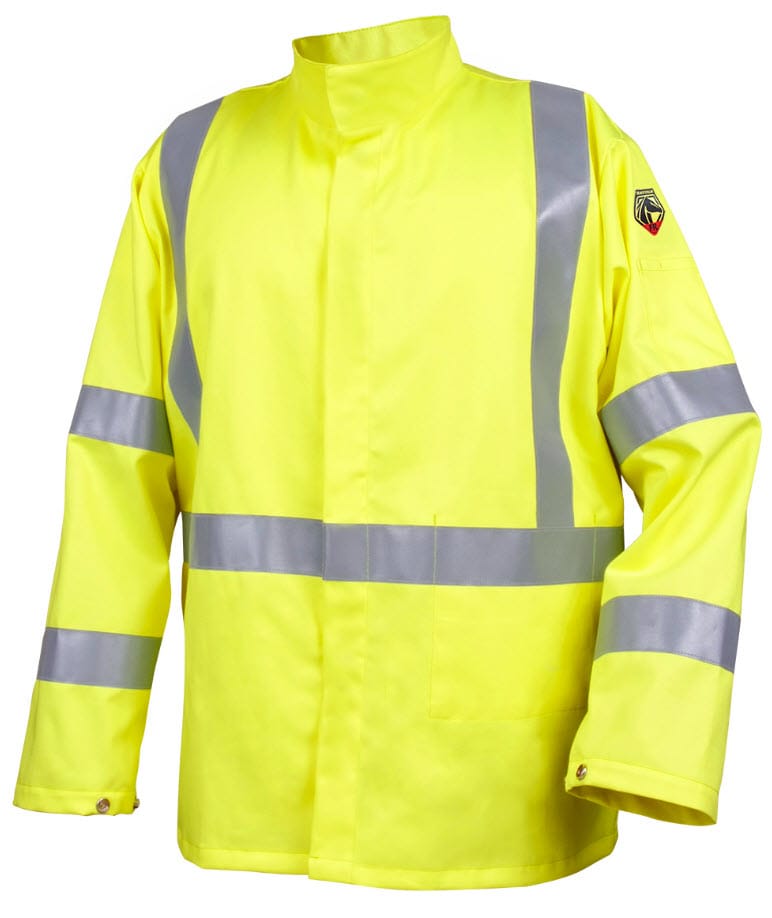 Black Stallion high visibility yellow safety jacket with reflective silver stripes