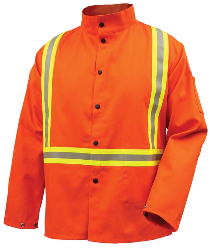 Black Stallion Welding Jacket - FR Orange Cotton w/Reflectives JF1010-OR