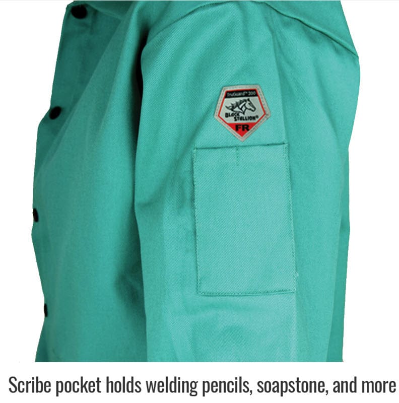 Black Stallion Clothing Black Stallion Welding Jacket - TruGuard 200 FR Green Cotton F9-30C