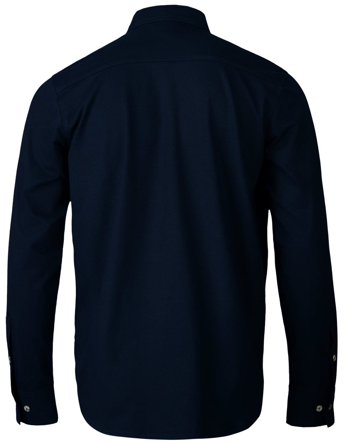 Back view of a navy blue Tillman long sleeve button down shirt