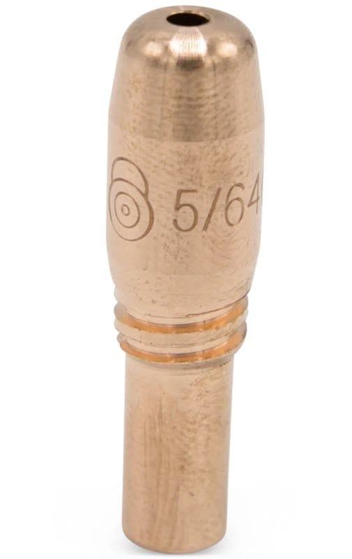 Copper welding contact tip with 5/64 size marking
