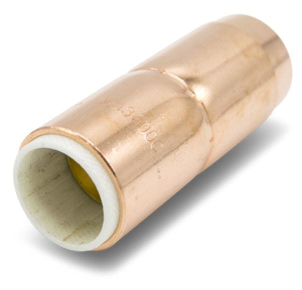 Copper pipe coupling with white internal sleeve