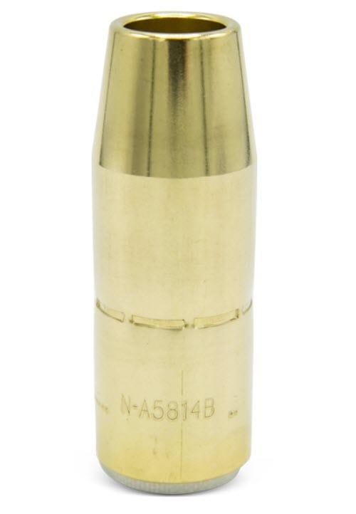 Brass MIG welding nozzle with N-A5814B model number engraved