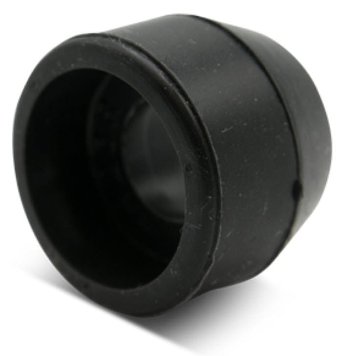 Black rubber cylindrical bushing with a hollow center