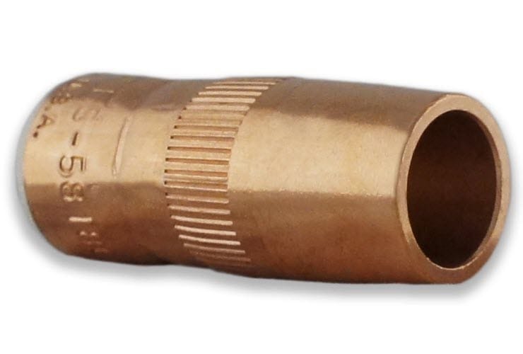 Copper welding nozzle with knurled grip