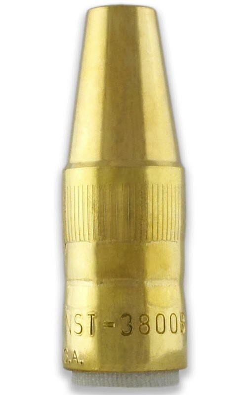 Brass welding contact tip with engraved model number